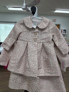 Bonnie Jean Pink Floral Jacquard Pea Coat